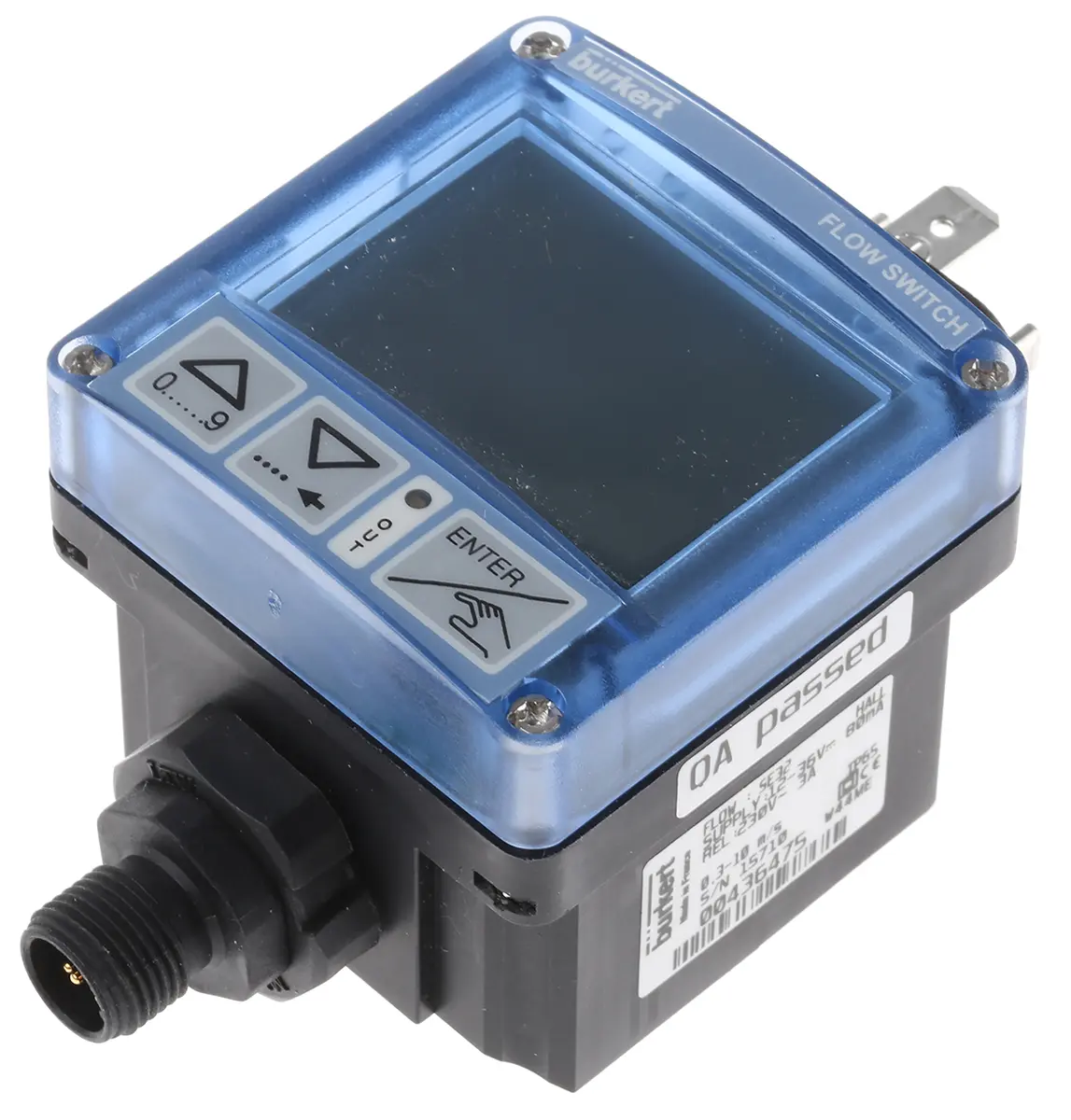 Produktfoto 1 von Bürkert 8032 Kompakt Durchflussregler 1200 L/min, Relais Ausgang, Kabelstecker 30 V dc 100 mm