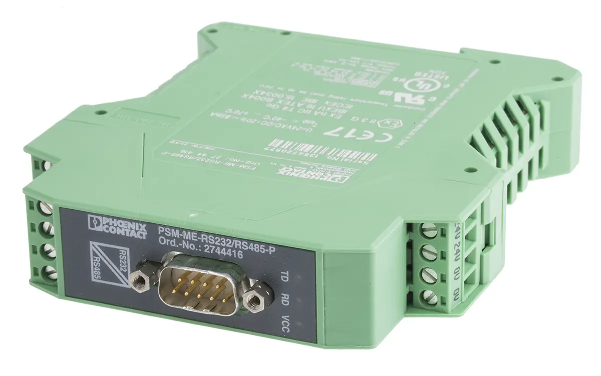 Produktfoto 1 von Phoenix Contact Serie PSM Schnittstellenkonverter 24 V ac/dc, RS232, RS422, RS485 / RS485, RS422 DIN-Hutschiene, Ex nA