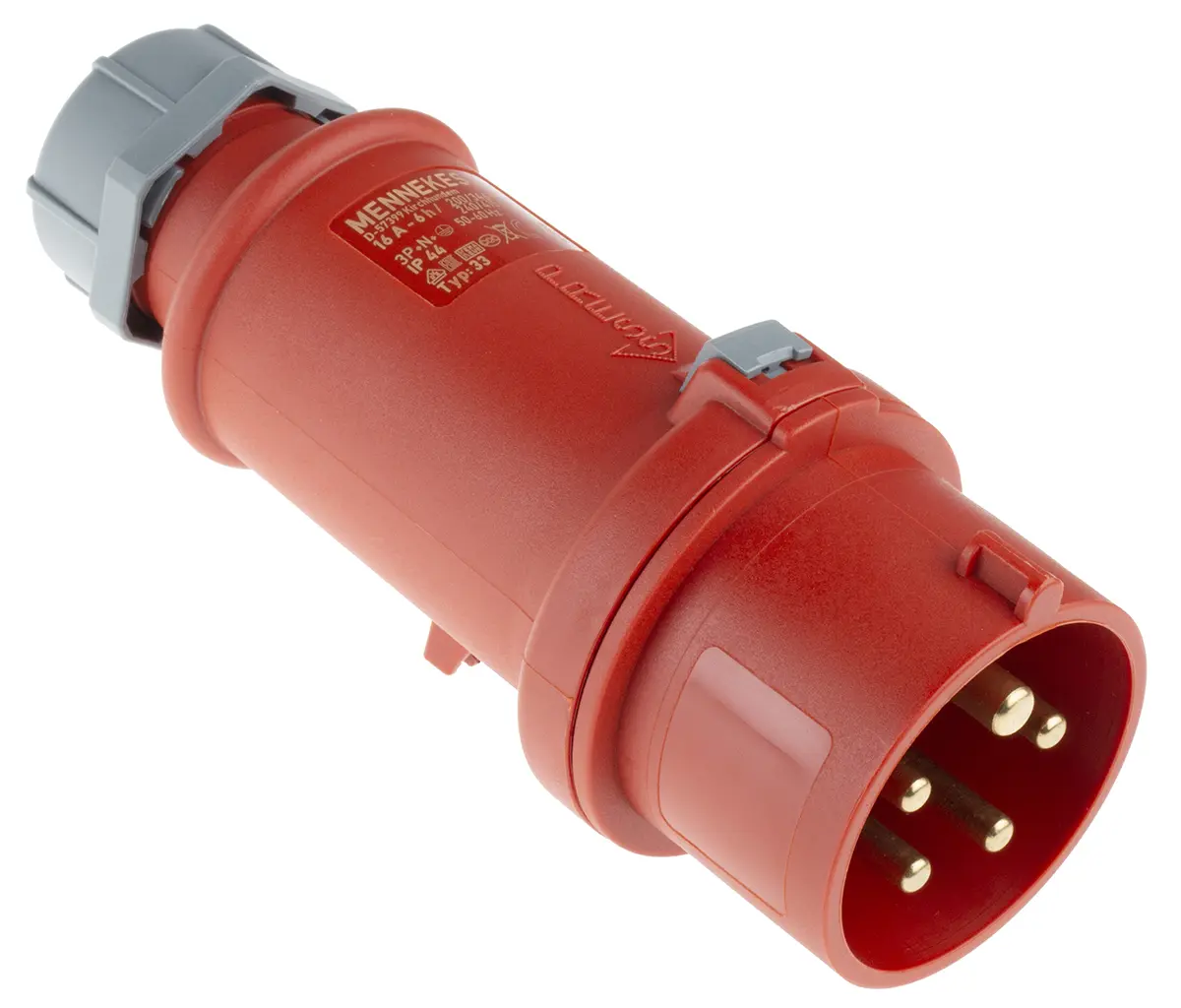 Produktfoto 1 von MENNEKES StarTOP Leistungssteckverbinder Rot 3P+N+PE, 400V, Kabel Gerade IP44 16A Phasenwender