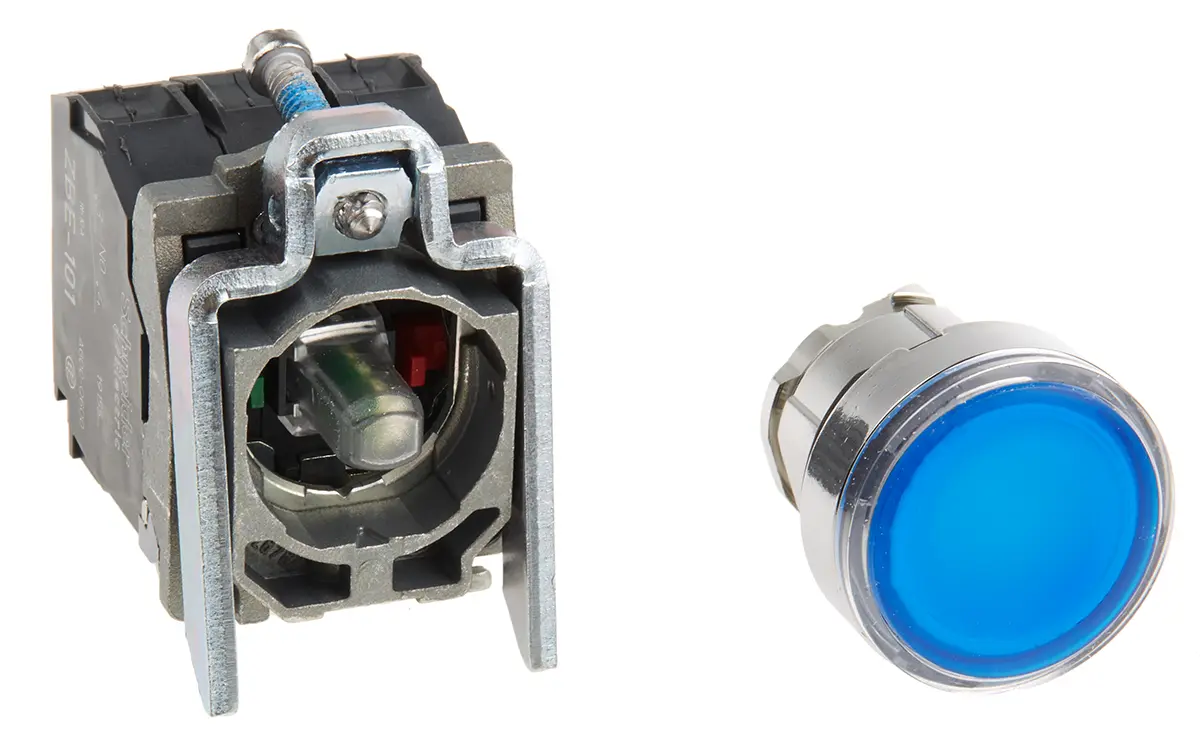 Produktfoto 1 von Schneider Electric Harmony XB4 Druckschalter Blau Beleuchtet Federrückstellung Panel Ø 22 mm, 1-poliger Umschalter / 6
