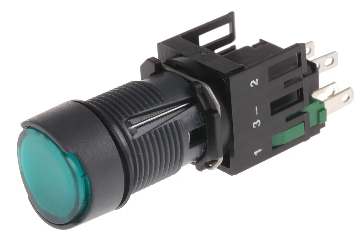 Produktfoto 1 von Schneider Electric Harmony Druckschalter Grün Beleuchtet Rastend Panel Ø 16 mm, SPST, IP65