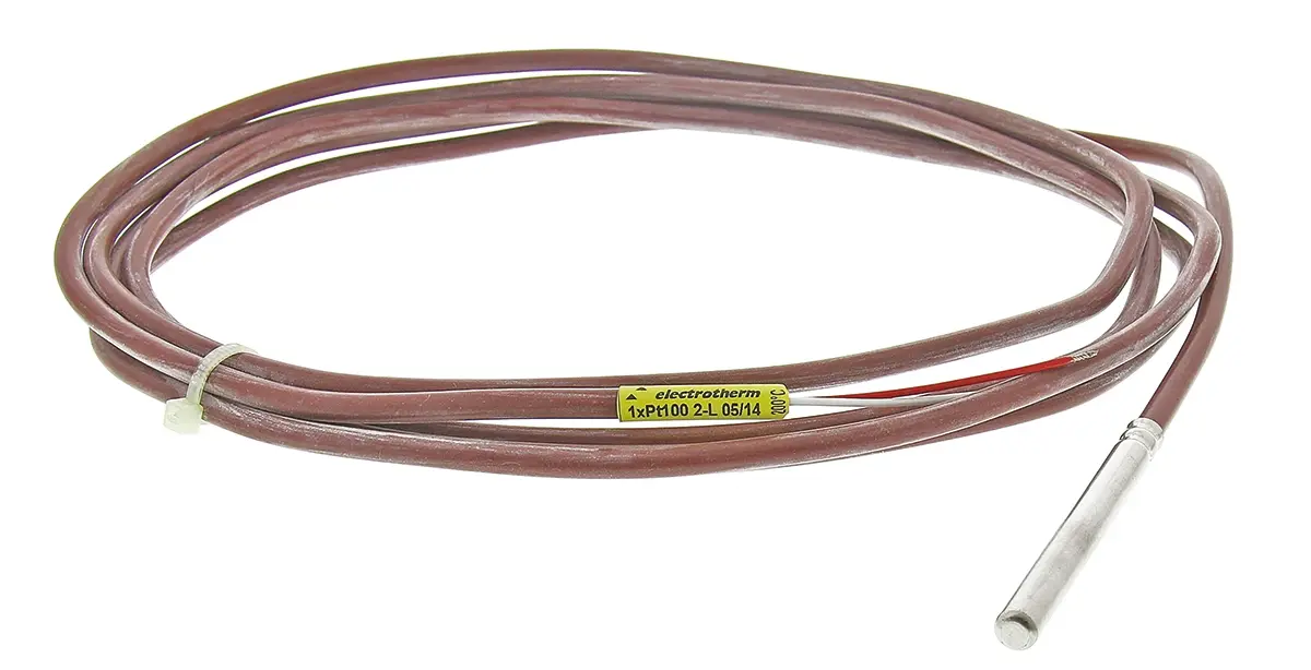 Produktfoto 1 von Electrotherm PT100 Sensorelement Widerstandsthermometer Ø 6mm x 60mm, -50°C → +200°C, 2.5m Leitung