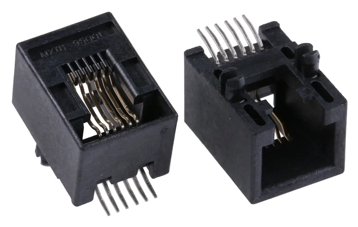 Produktfoto 1 von Molex 95501 Buchse Cat3 RJ12-Steckverbinder, 1-Port 6-polig Ungeschirmt SMD gewinkelt