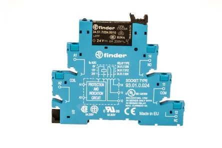 Produktfoto 1 von Finder 38 Interface Relais 24V ac/dc, 1-poliger Umschalter DIN-Hutschiene 12mA