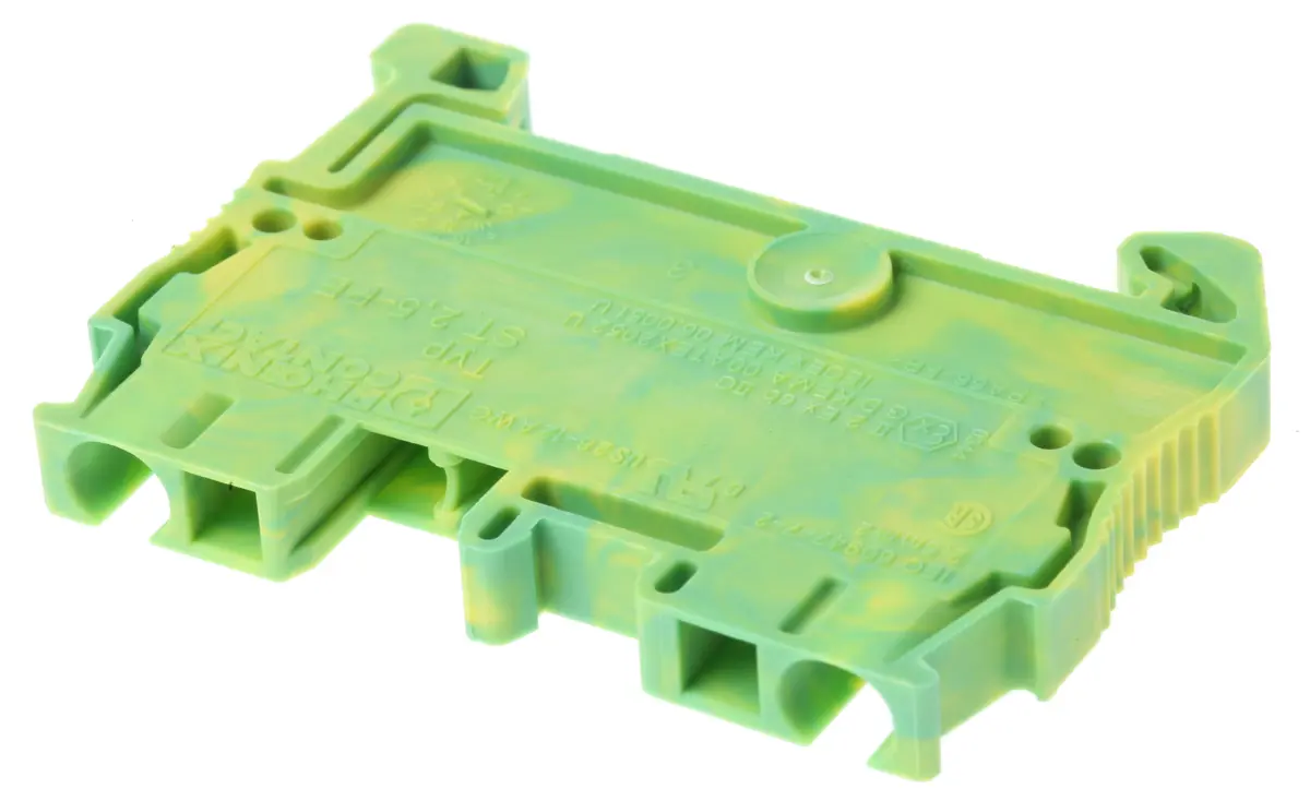 Produktfoto 1 von Phoenix Contact ST 2.5-PE Anschlussklemmenblock DIN-Schiene 1 Gelb, Grün, 0.08mm², 4 mm², 800V ZUGFEDER
