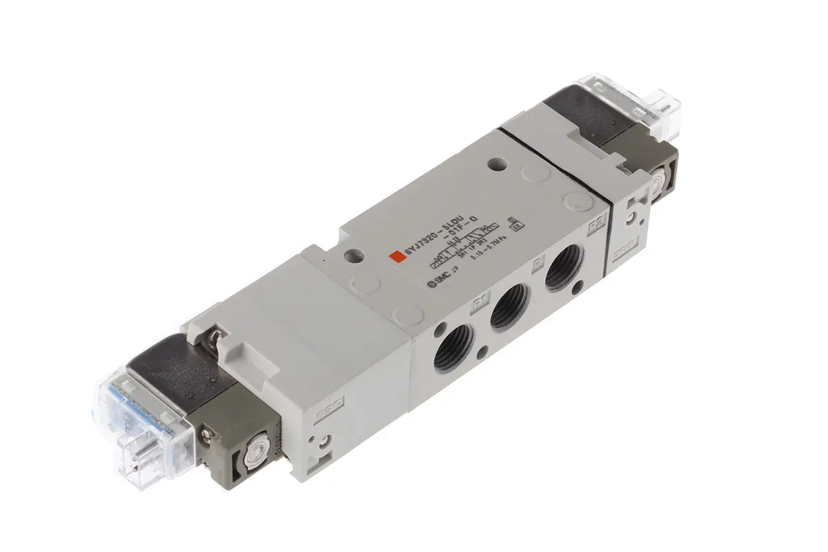 Produktfoto 1 von SMC SYJ7000 Pneumatik-Magnetventil 5/3 Einzelplatzinstallation G1/8, Pneumatisch/Pneumatisch-betätigt 24V dc