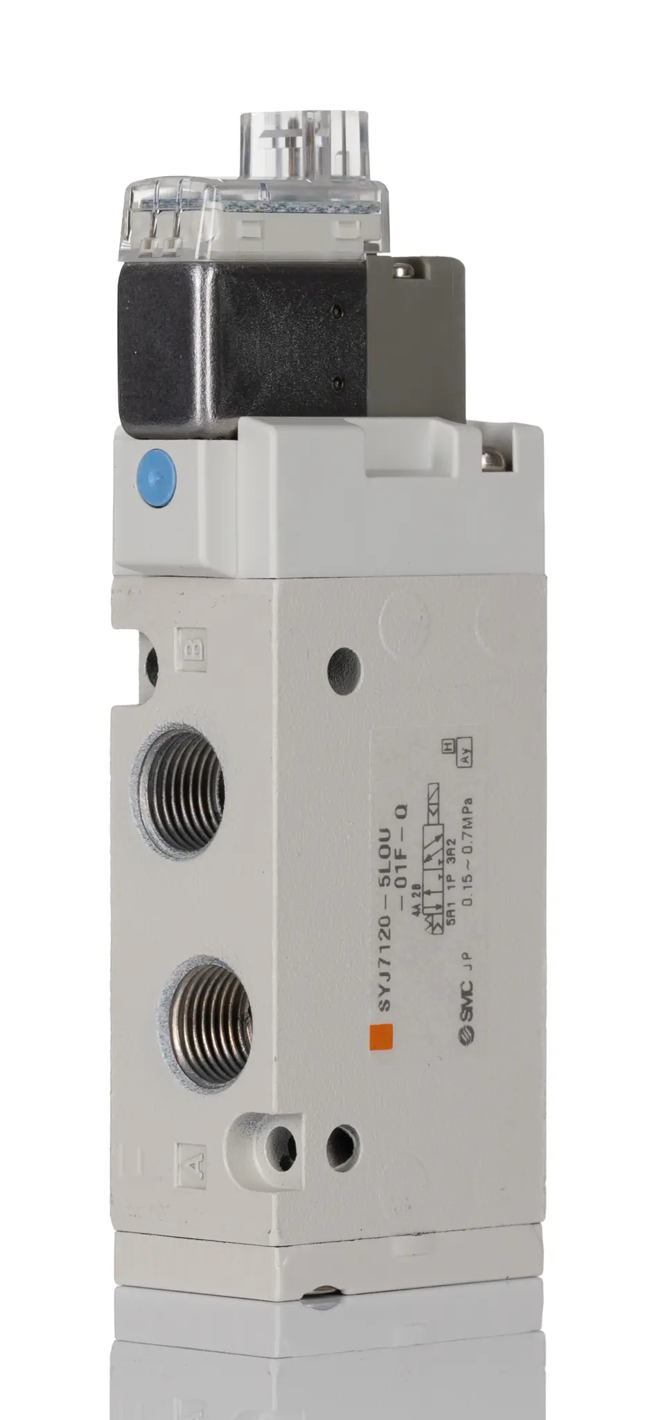 Produktfoto 1 von SMC SYJ7000 Pneumatik-Magnetventil 5/2 Einzelplatzinstallation G1/8, Magnet/Feder-betätigt 24V dc
