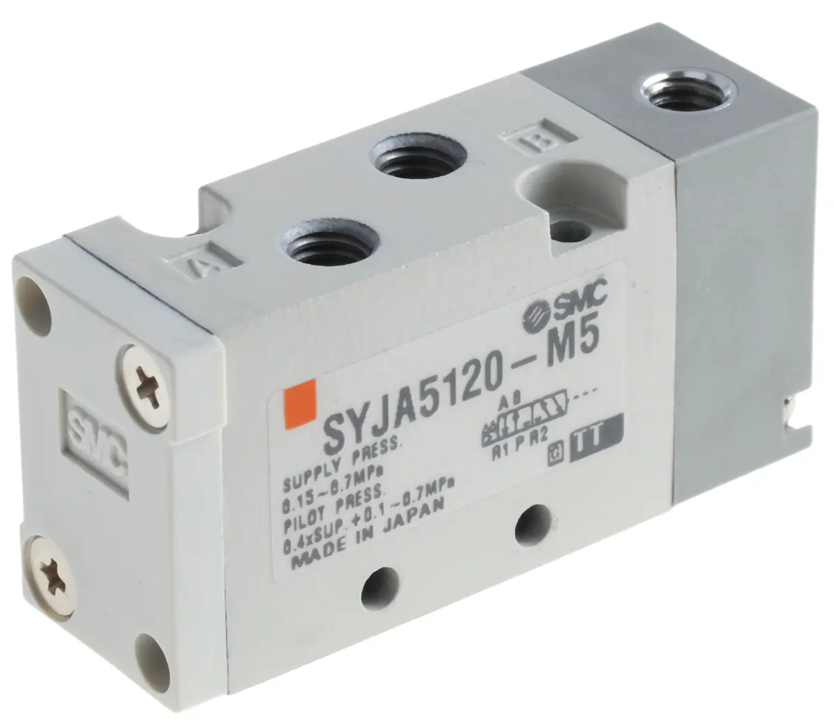 Produktfoto 1 von SMC SYJA5000 Pneumatik-Steuerventil 5/2 Einzelplatzinstallation M5 x 0,8, Pneumatisch/Feder-betätigt