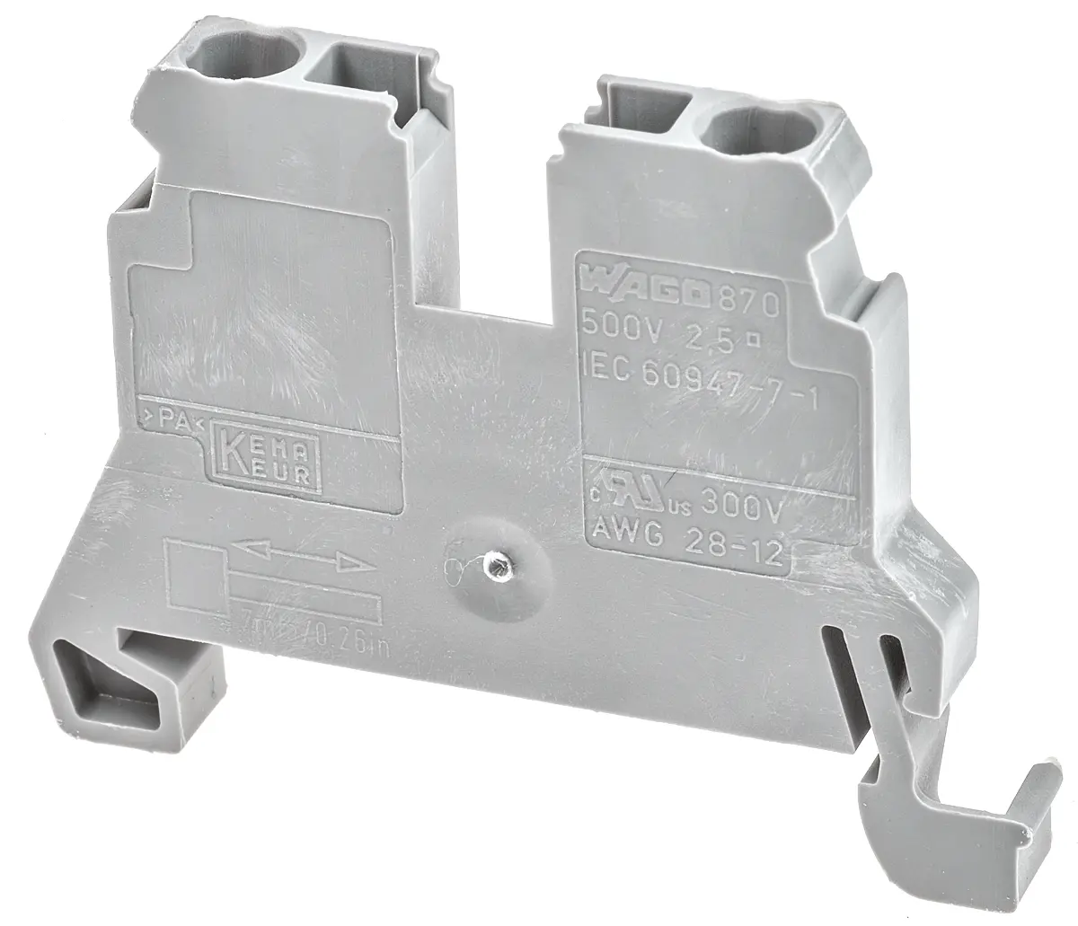 Produktfoto 1 von WAGO 870 Anschlussklemmenblock DIN-Schiene 1 Grau, 2.5mm², 500V Zugfederklemme