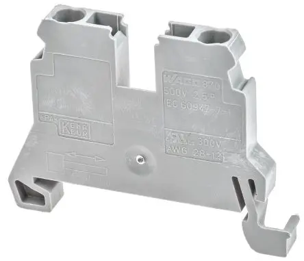 Produktfoto 1 von WAGO 870 Anschlussklemmenblock DIN-Schiene 1 Grau, 2.5mm², 500V Zugfederklemme