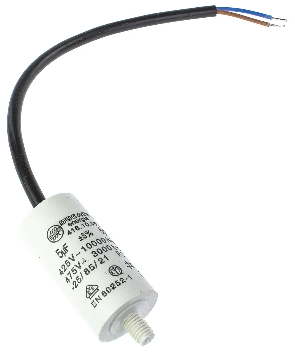 Produktfoto 1 von Ducati Energia 4.16.10 Folienkondensator 500V ac 5 μF ±5 %, Mit Gewindebolzen Raster 11 mm