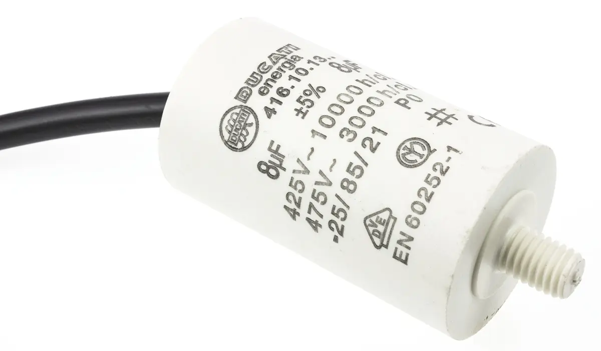 Produktfoto 1 von Ducati Energia 4.16.10 Folienkondensator 500V ac 8 μF ±5 %, Mit Gewindebolzen Raster 11 mm