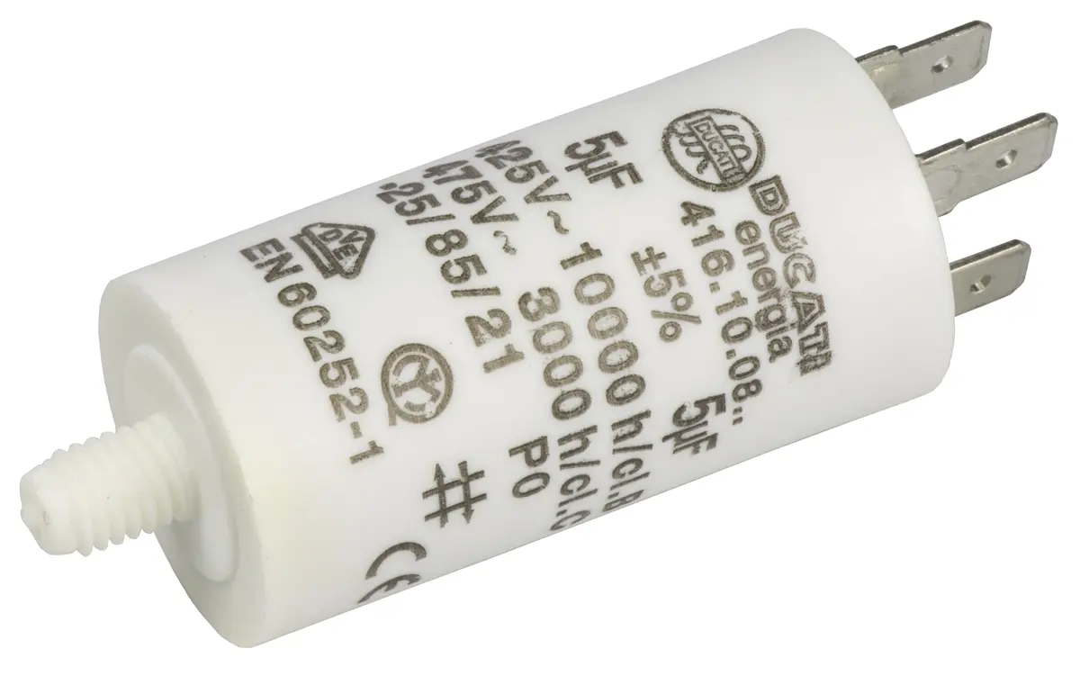 Produktfoto 1 von Ducati Energia 4.16.10 Folienkondensator 450V ac 5 μF ±5 %, Mit Gewindebolzen Raster 11 mm
