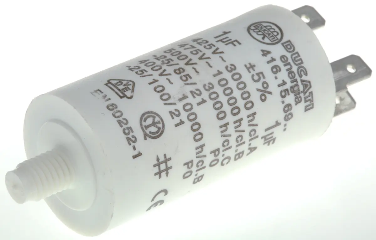 Produktfoto 1 von Ducati Energia 4.16.15 Folienkondensator 450V ac 1 μF ±5 %, Mit Gewindebolzen Raster 10 mm