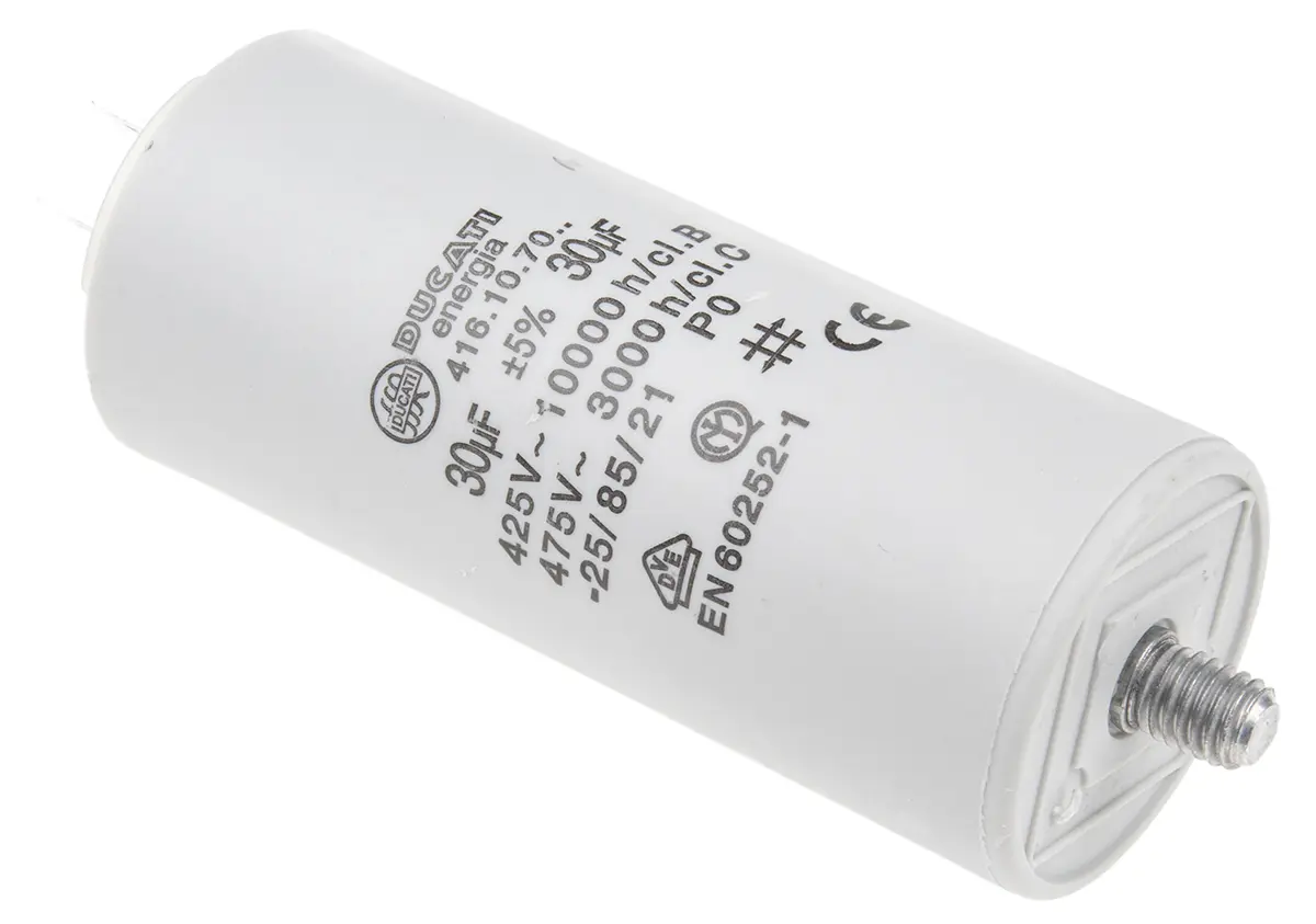 Produktfoto 1 von Ducati Energia 4.16.10 Folienkondensator 450V ac 30 μF ±5 %, Mit Gewindebolzen Raster 10 mm
