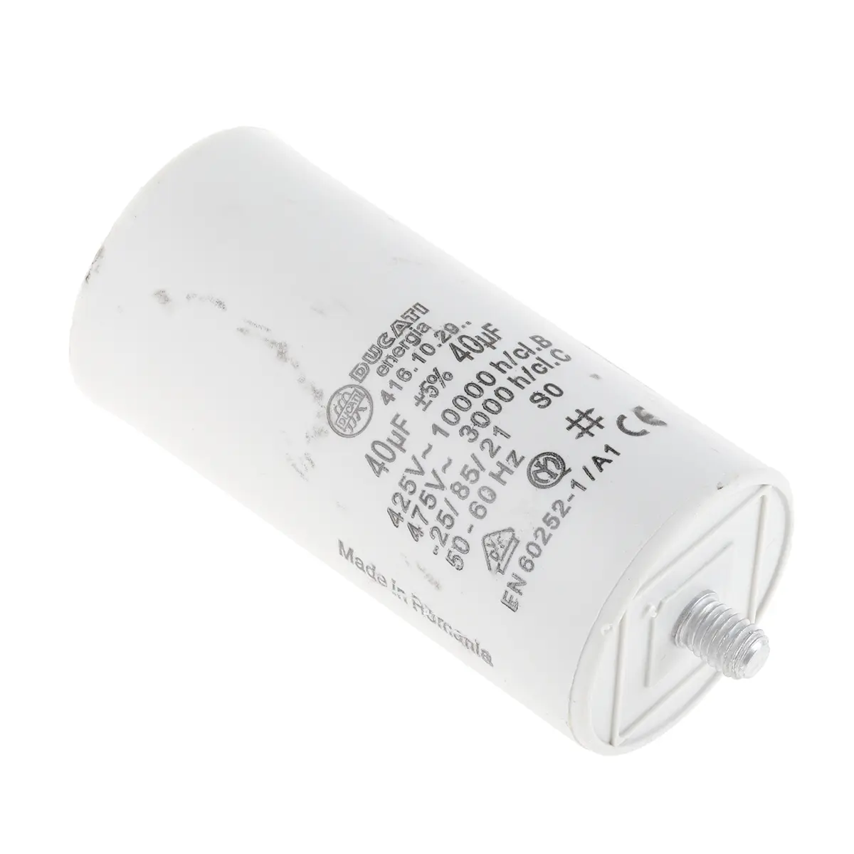 Produktfoto 1 von Ducati Energia 4.16.10 Folienkondensator 500V ac 40 μF ±5 %, Mit Gewindebolzen