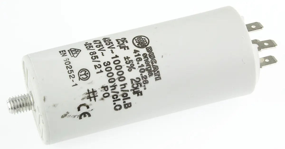 Produktfoto 1 von Ducati Energia 4.16.10 Folienkondensator 450V ac 25 μF ±5 %, Mit Gewindebolzen Raster 10 mm