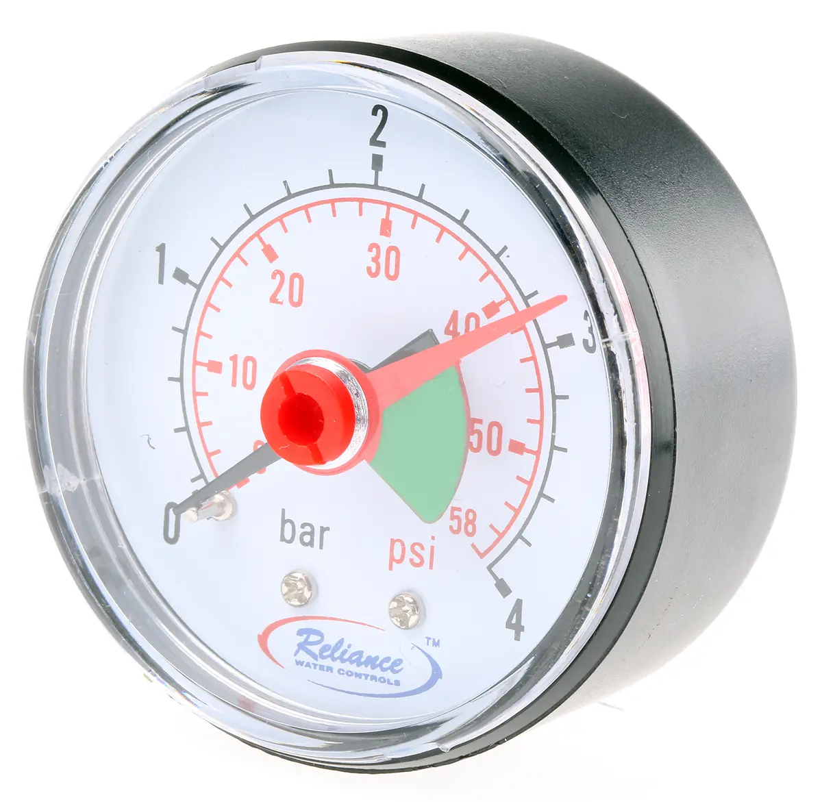 Produktfoto 1 von RS PRO Druckmessgerät Analog 0bar, Ø 50mm ABS Gehäuse, DKD/DAkkS-kalibriert