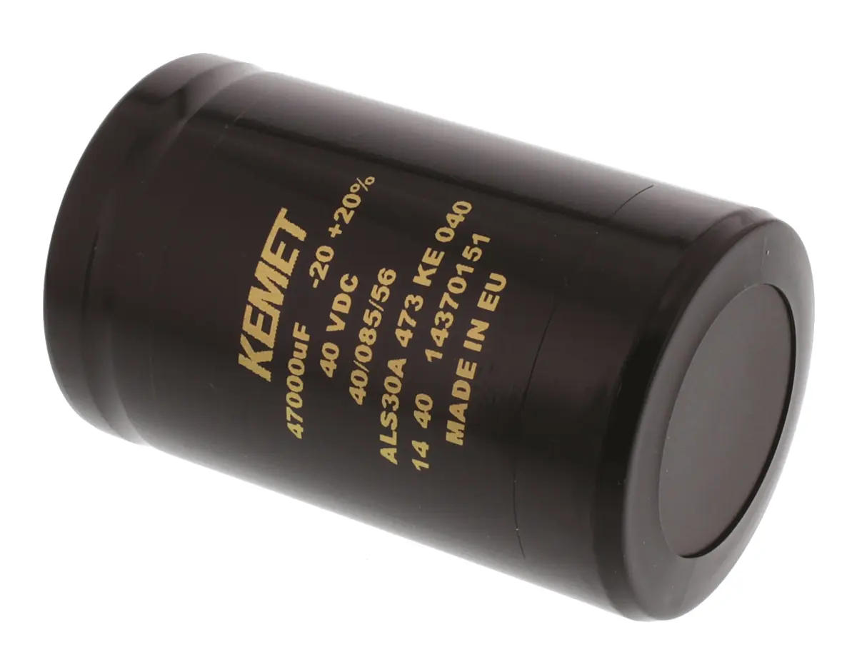 Produktfoto 1 von KEMET ALS30, Schraub Aluminium-Elektrolyt Kondensator 47000μF ±20% / 40V dc, Ø 51mm x 82mm x 82mm, +85°C