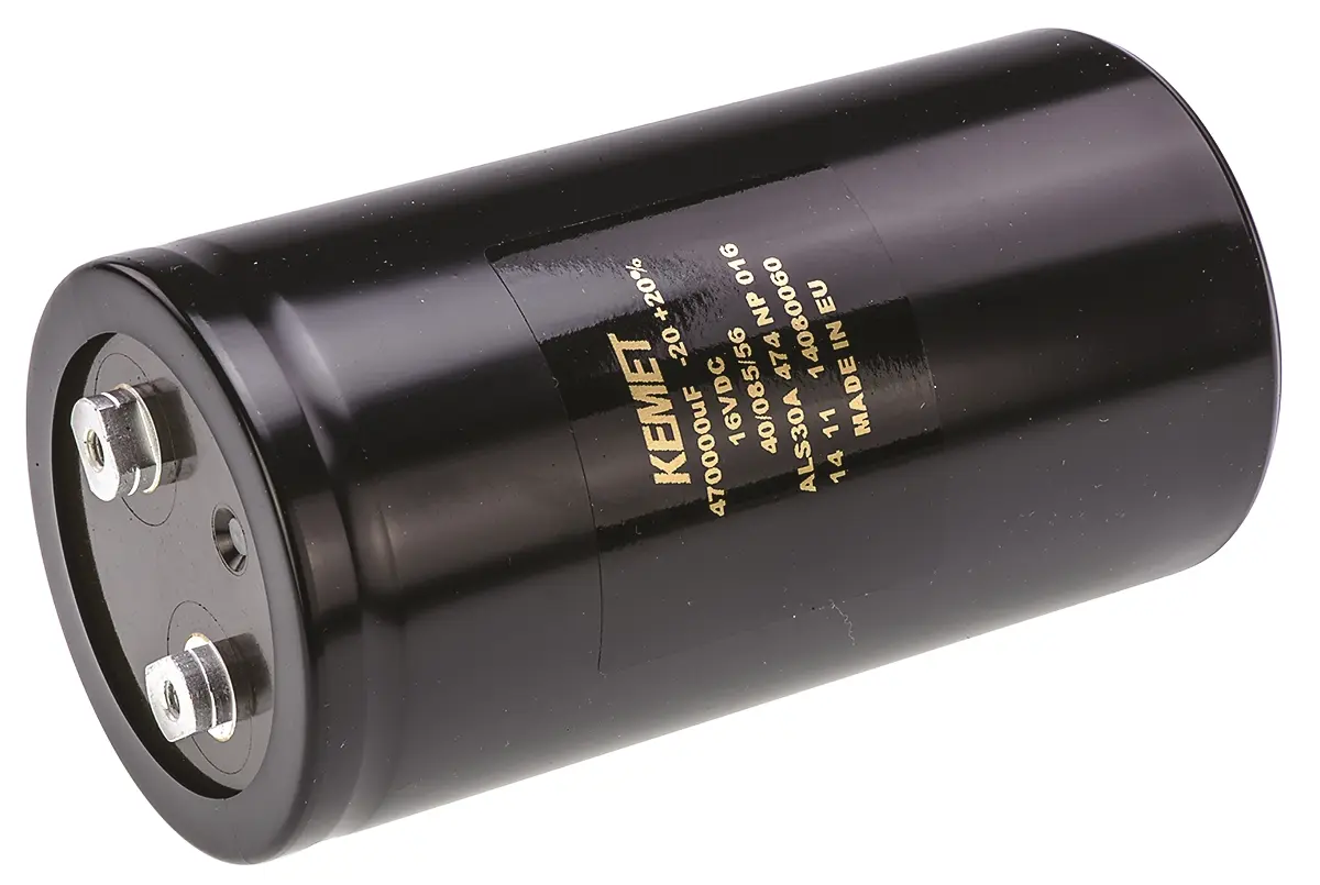 Produktfoto 1 von KEMET ALS30, Schraub Aluminium-Elektrolyt Kondensator 0.47F ±20% / 16V dc, Ø 77mm x 146mm x 146mm, +85°C