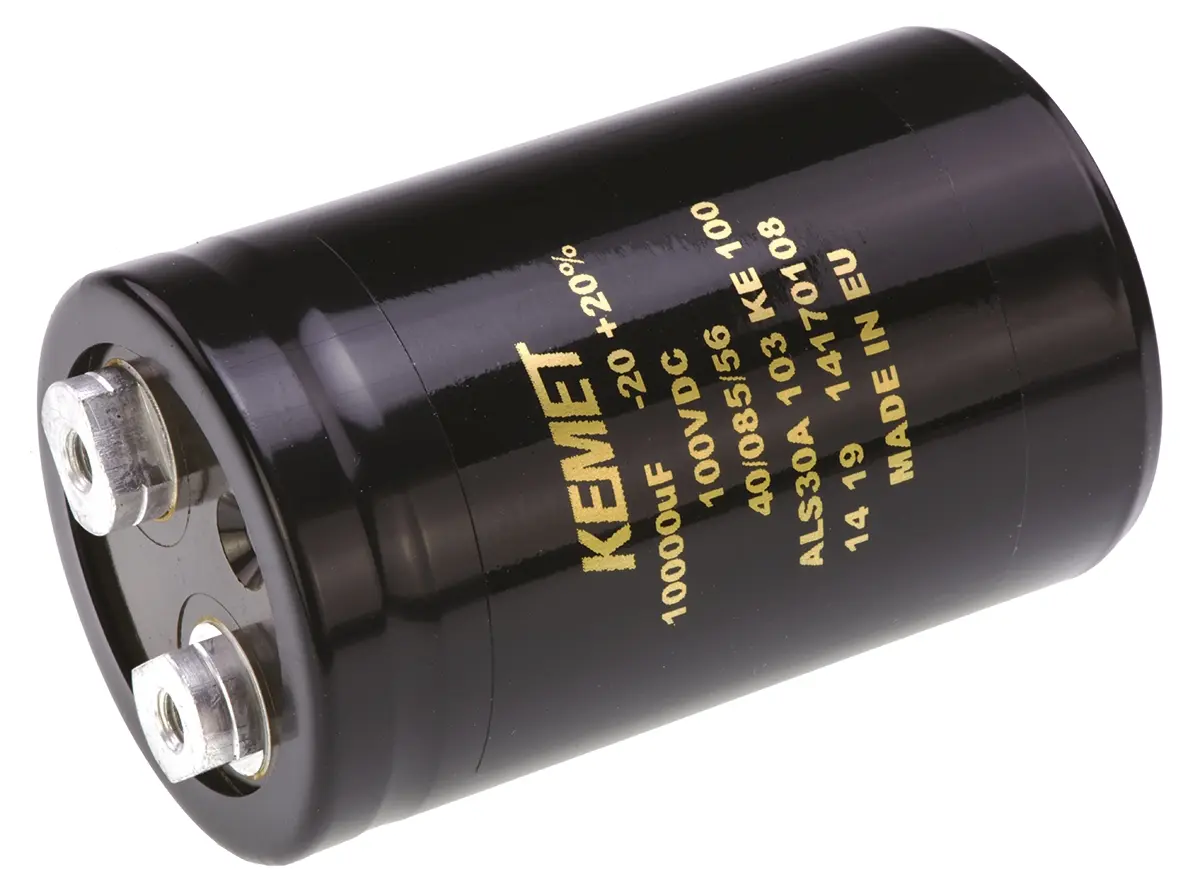 Produktfoto 1 von KEMET ALS30, Schraub Aluminium-Elektrolyt Kondensator 10000μF ±20% / 100V dc, Ø 51mm x 82mm x 82mm, +85°C