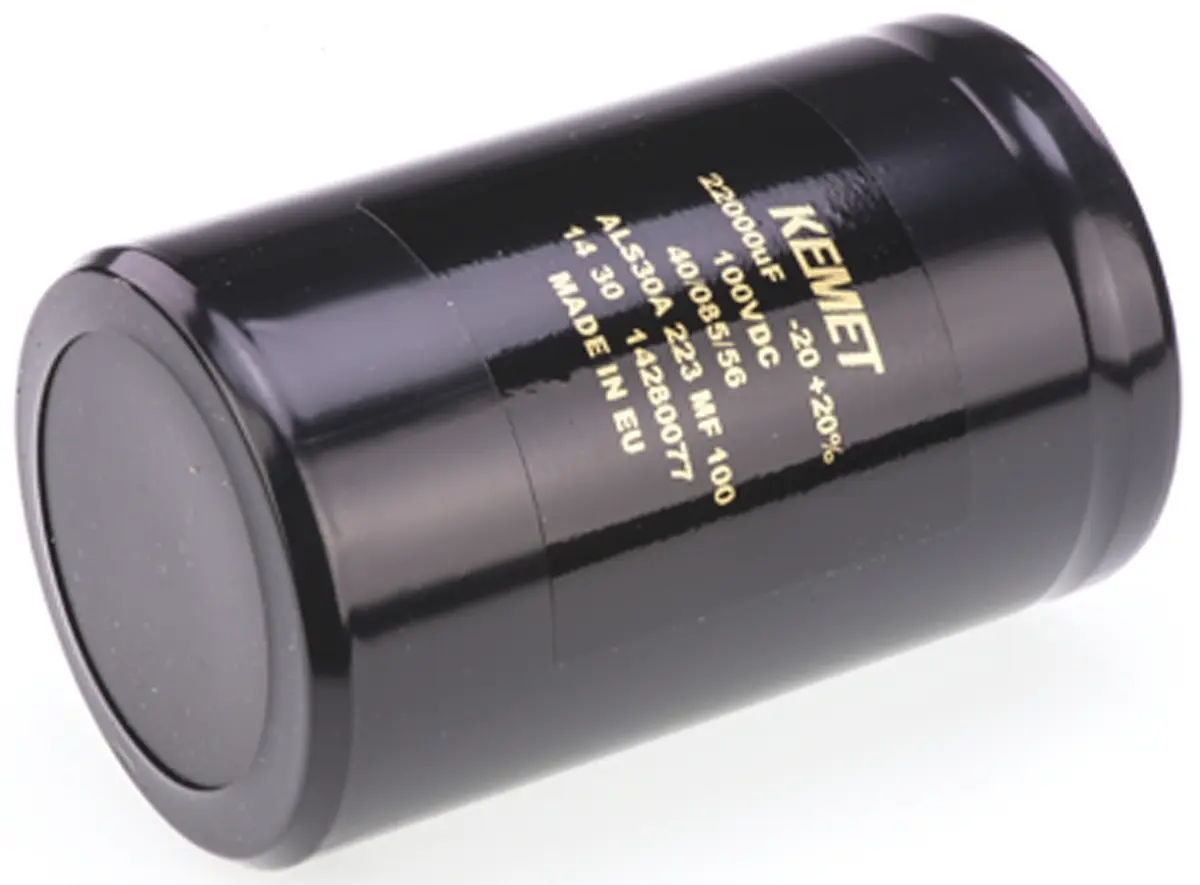 Produktfoto 1 von KEMET ALS30, Schraub Aluminium-Elektrolyt Kondensator 22000μF ±20% / 100V dc, Ø 66mm x 105mm x 105mm, +85°C