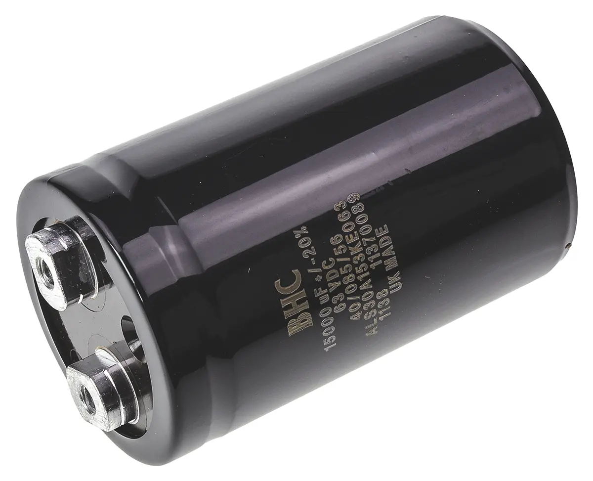 Produktfoto 1 von KEMET ALS30, Schraub Aluminium-Elektrolyt Kondensator 15000μF ±20% / 63V dc, Ø 51mm x 82mm x 82mm, +85°C