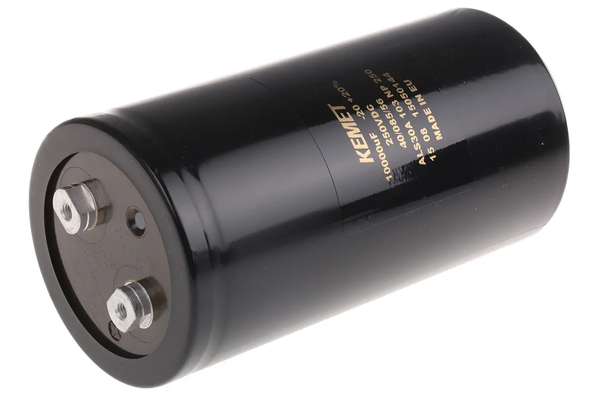 Produktfoto 1 von KEMET ALS30, Schraub Aluminium-Elektrolyt Kondensator 10000μF ±20% / 250V dc, Ø 77mm x 146mm x 146mm, +85°C