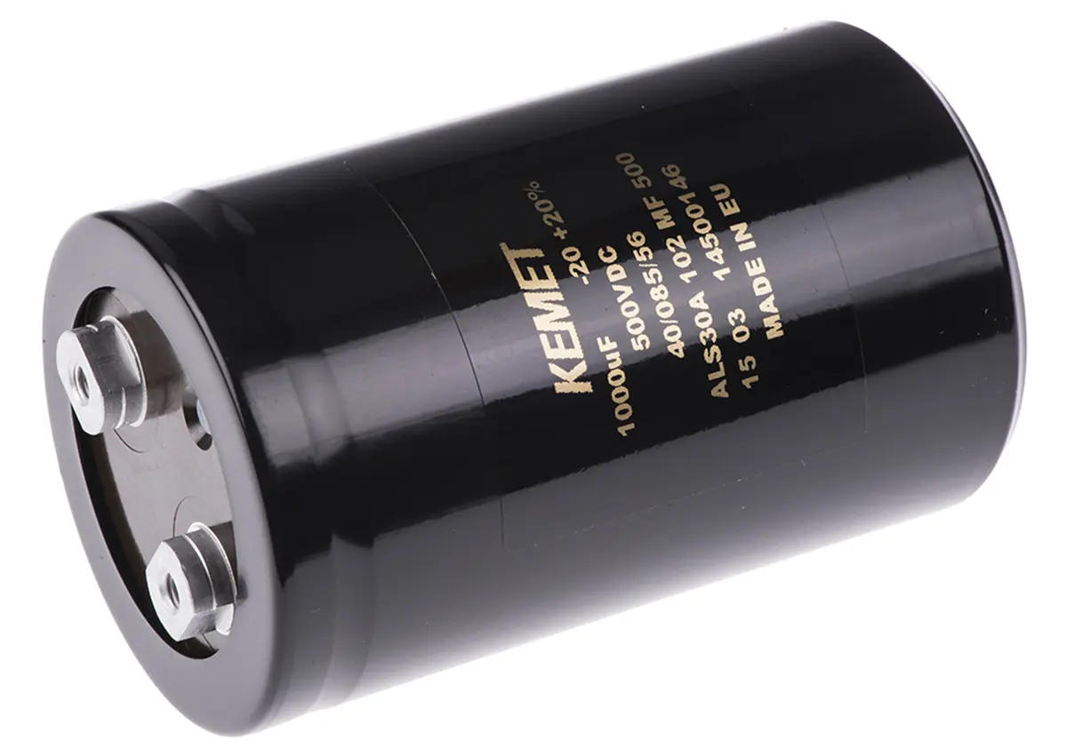 Produktfoto 1 von KEMET ALS30, Schraub Aluminium-Elektrolyt Kondensator 1000μF ±20% / 500V dc, Ø 66mm x 105mm x 105mm, +85°C