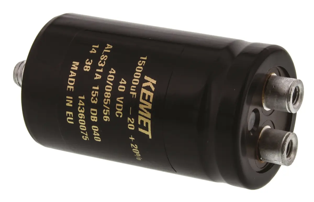 KEMET ALS31, Schraub Aluminium-Elektrolyt Kondensator 15000μF ±20% / 40V dc, Ø 36mm x 62mm x 62mm, +85°C