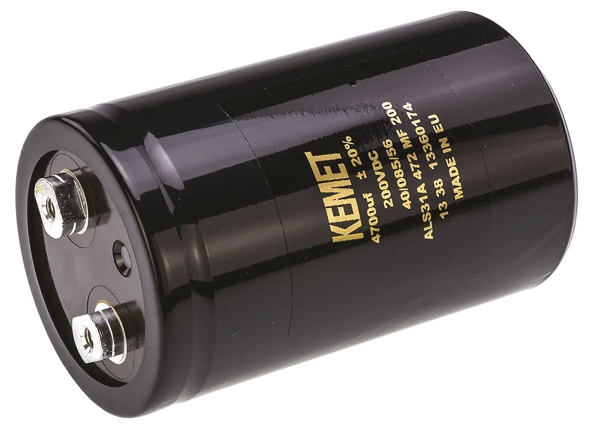 Produktfoto 1 von KEMET ALS31, Schraub Aluminium-Elektrolyt Kondensator 4700μF ±20% / 200V dc, Ø 66mm x 105mm x 105mm, +85°C