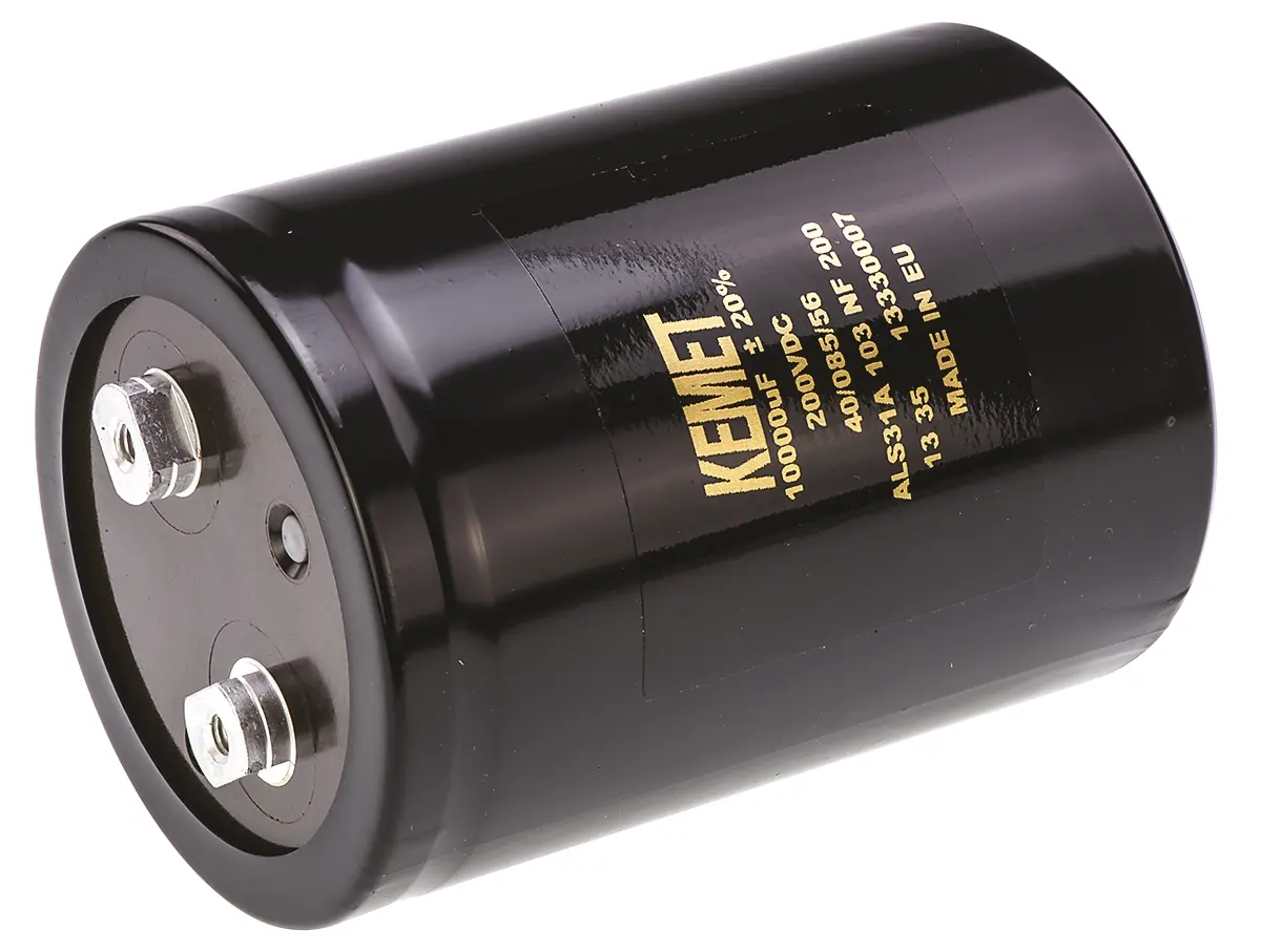 Produktfoto 1 von KEMET ALS31, Schraub Aluminium-Elektrolyt Kondensator 10000μF ±20% / 200V dc, Ø 77mm x 105mm x 105mm, +85°C