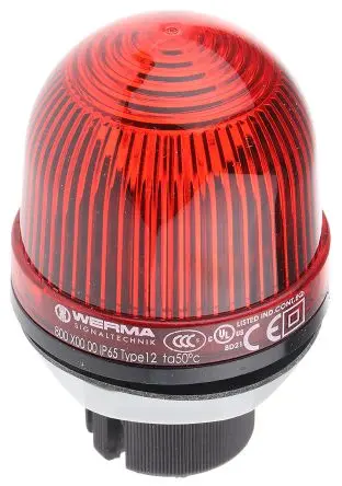 Produktfoto 1 von Werma EM 800 Glühlampe Dauer Signalleuchte 24V ac/dc Rot Panel, Ø 57 mm x 85 mm IP65