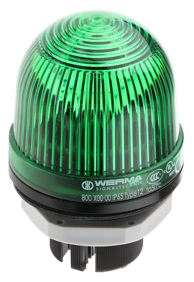 Produktfoto 1 von Werma EM 800 Glühlampe Dauer Signalleuchte Grün, 12 → 230 V AC/DC, Ø 57mm x 85mm