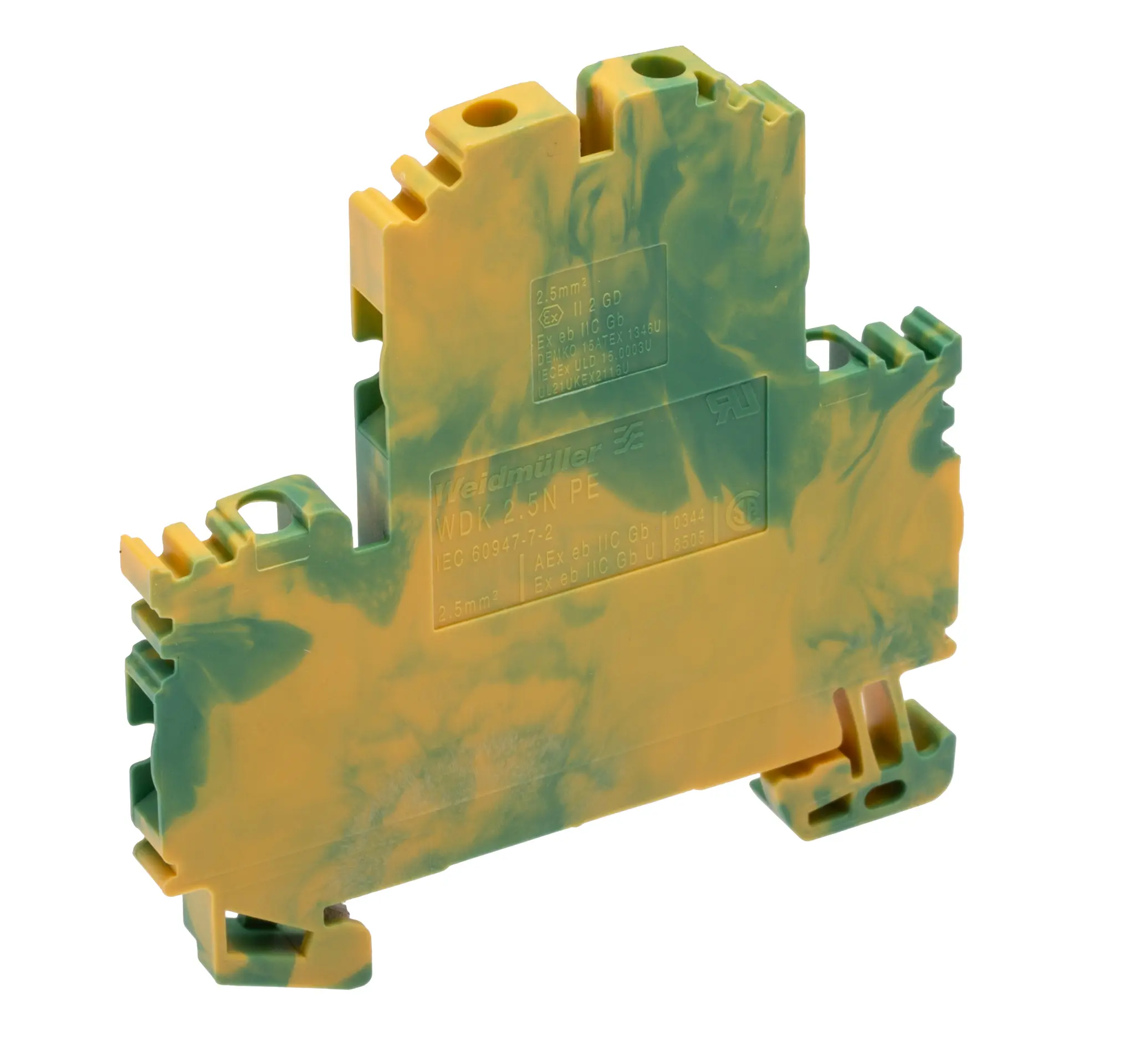 Weidmüller WDK PE-Klemme 2 Grün, Gelb, 2.5 mm², 800 V Schraubbefestigung IECEx/ATEX
