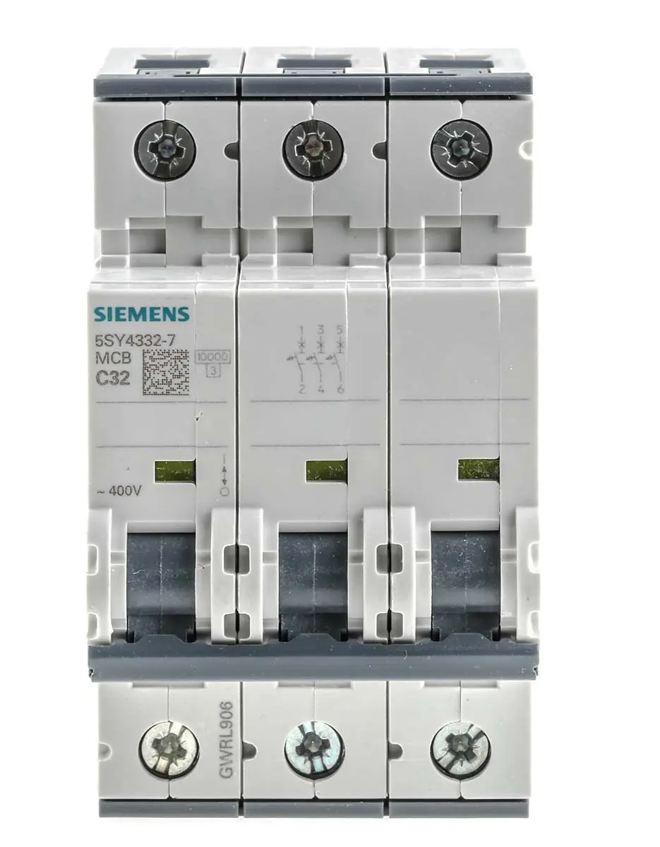 Siemens 5SY4 Miniaturüberlastschalter Typ C, Pol 3-polig 32 A 440 V ac, Abschaltvermögen 10 kA SENTRON 60 V dc