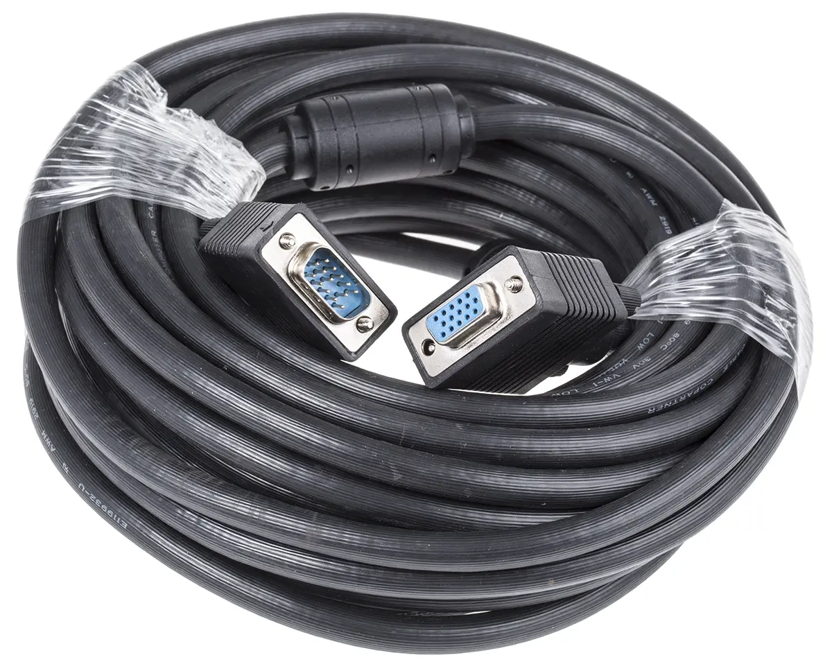 Produktfoto 1 von Roline 11 VGA-Kabel A VGA / Stecker B VGA / Buchse, 10 m Polyvinylchlorid Schwarz