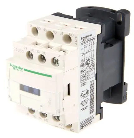 Produktfoto 1 von Schneider Electric CAD5 Schütz 230V-Spule, 5-polig, 690V ac / 10 A 230V 5 Schließer Steuerschaltkreis 5-Hilfskontakte