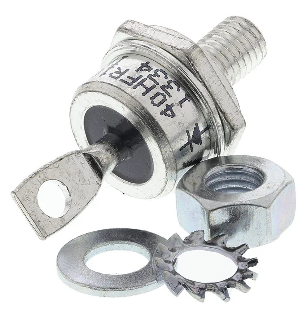 Produktfoto 1 von Vishay VS-40HF Schraubanschlussklemme Diode Wechselnd Anoden-Bolzen, 1 kV / 40 A, 2-Pin DO-203AB