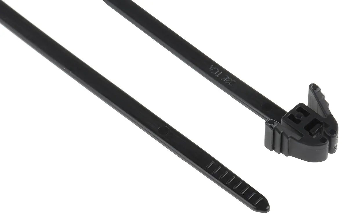 Produktfoto 1 von HellermannTyton REZ Nylon 6.6 Kabelbinder Lösbar Schwarz 4.7 mm x 200 mm
