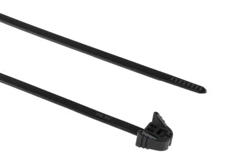 Produktfoto 1 von HellermannTyton REZ Nylon 6.6 Kabelbinder Lösbar Schwarz 4.7mm x 305 mm