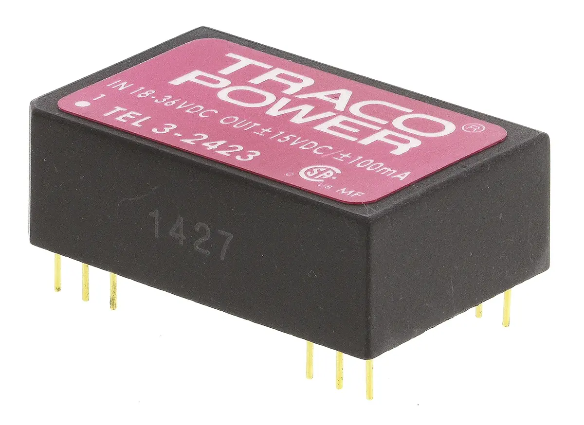 TRACOPOWER TEL 3 DC/DC-Wandler 3W 24 V dc IN, ±15V dc OUT / ±100mA Durchsteckmontage 1.5kV dc isoliert