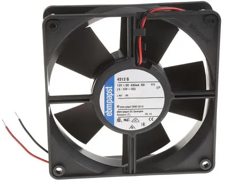 Produktfoto 1 von ebm-papst 4300 Axiallüfter, Hülse, 12V dc / 5 W 333 mA, 2800 U/min, 170 m³/h IP68 119 mm 119mm 32 mm