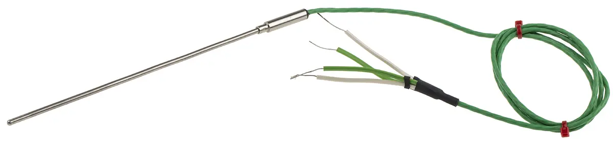Produktfoto 1 von RS PRO Thermoelement Typ K / +1100°C, Fühler L 150mm, Kabel L. 1m, Edelstahl, ø 3mm