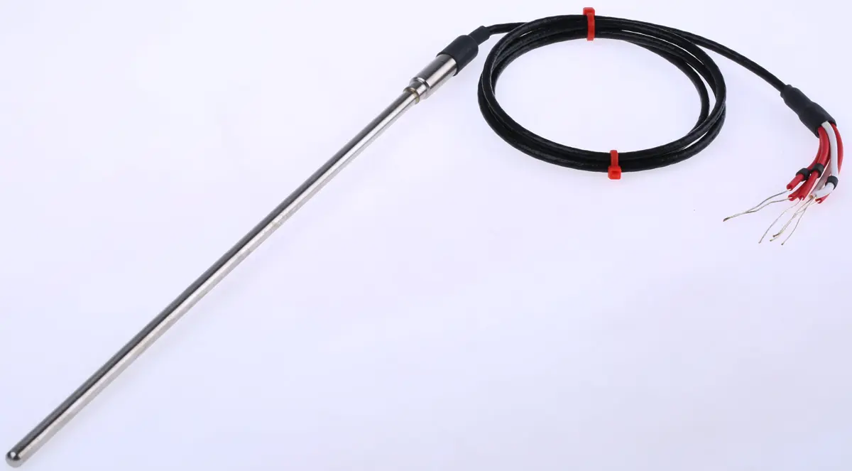 Produktfoto 1 von RS PRO PT100 Sensorelement Widerstandsthermometer Edelstahl Ø 6mm x 250mm, -50°C → +250°C, 1m Leitung