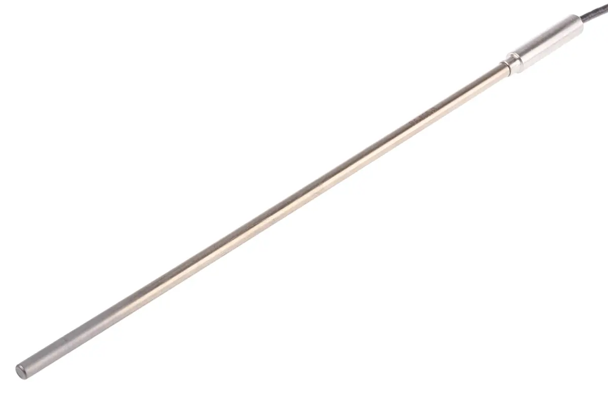 Produktfoto 1 von RS PRO PT100 Sensorelement Widerstandsthermometer Edelstahl Ø 6mm x 250mm, -50°C → +500°C, 1m Leitung