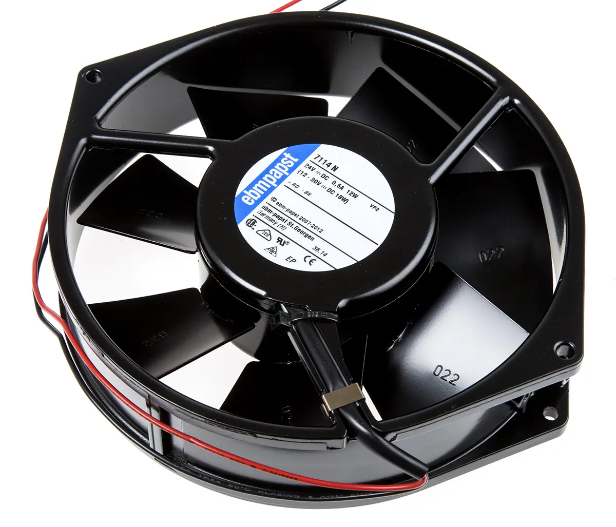 Produktfoto 1 von ebm-papst 7100 N DC-Axiallüfter, Kugellager, 24 V dc / 12W, 150 x 38mm, 2850U/min, 308m³/h