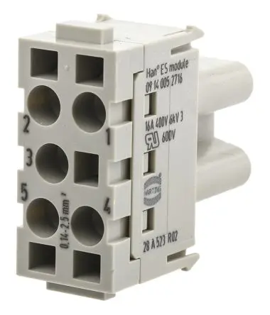 Produktfoto 1 von HARTING HAN Modular Modul für robusten Stromversorgungsstecker Buchse, 5-polig 16A, Kabel, Steckverbindermodul