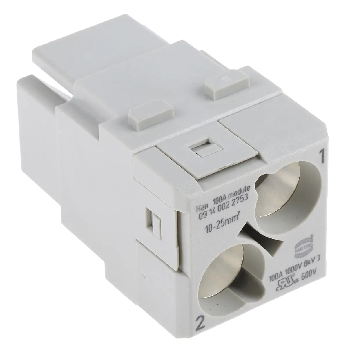 Produktfoto 1 von HARTING Han-Modular Robustes Power Steckverbinder-Modul, 2-polig 100A Buchse, Steckverbindermodul