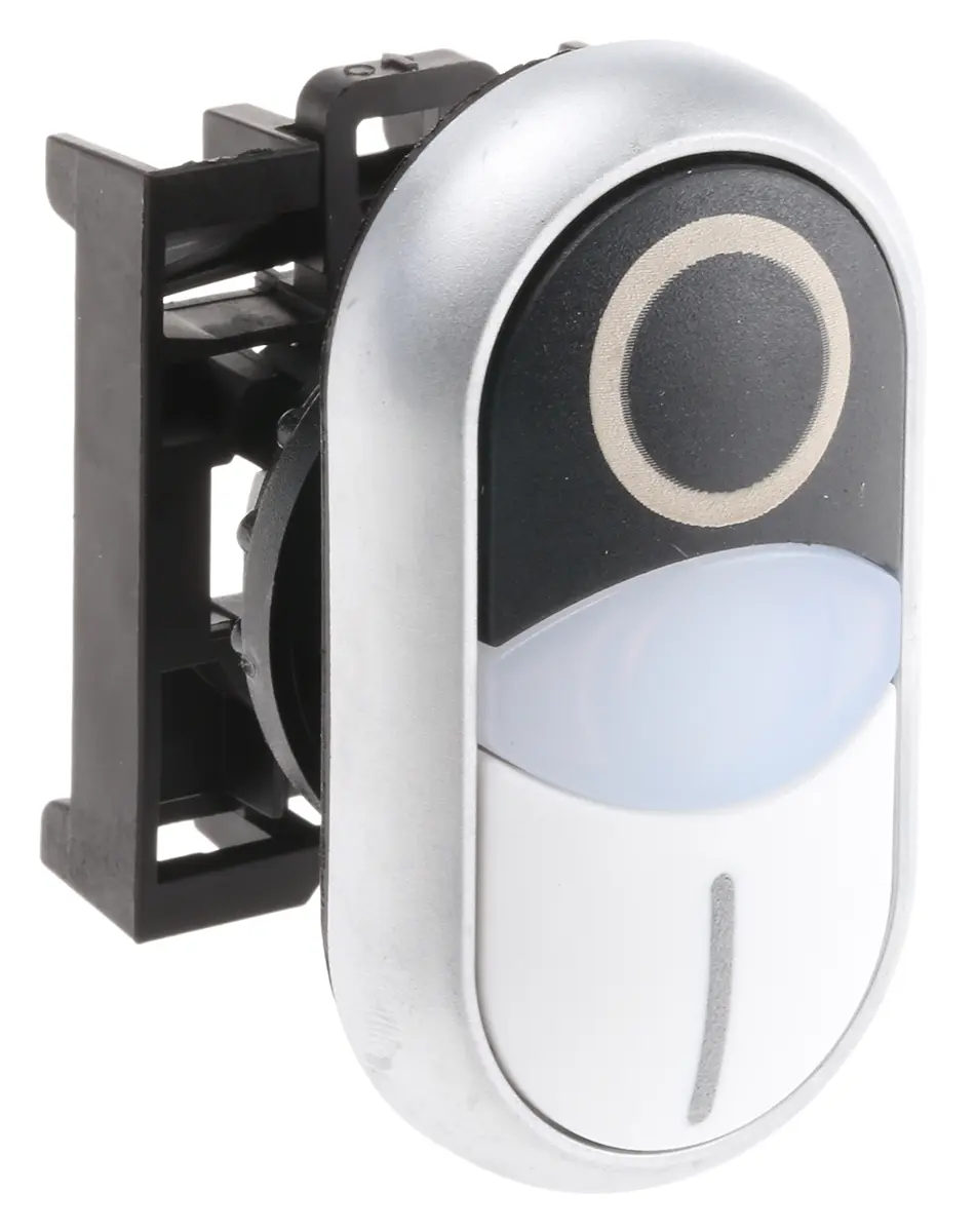 Produktfoto 1 von Eaton RMQ Titan M22 Drucktastenkopf Ø 22 mm, Weiß, Schwarz Tastend Oval, beleuchtet Zweifach Kunststoff, IP66